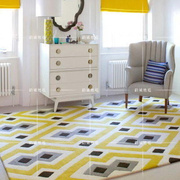 欧式格子地毯客厅茶几沙发地毯卧室床边玄关衣帽间手工地毯定制