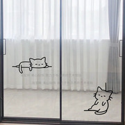 厨房玻璃门客厅阳台装饰贴纸，窗户镜子移门墙角，防撞墙贴猫咪图案