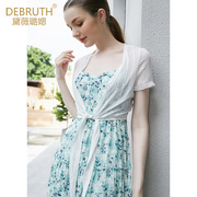 黛薇璐媤白色披肩针织外披女夏季法式优雅气质收腰百搭小开衫