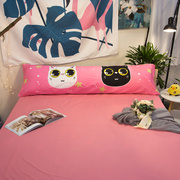 卡通可爱喵咪1.8米双人枕头，情侣1.5m长枕头套，床上抱枕靠垫可拆洗