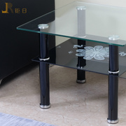 日钜 双层时尚玻璃不锈钢茶几脚 圆形简约铝管餐台脚桌腿家具配件