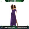 香港直邮潮奢asos女士bardot设计皱褶扭纹紫色长款连衣裙