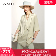 Amii女士时尚气质OL职业装套装2024年春装洋气小西装两件套夏