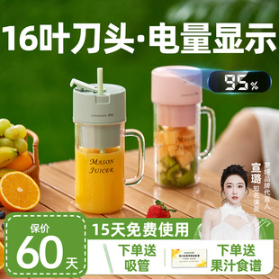 罗娅榨汁机16叶头小型便携式多功能炸水果果汁机迷你电动榨汁杯