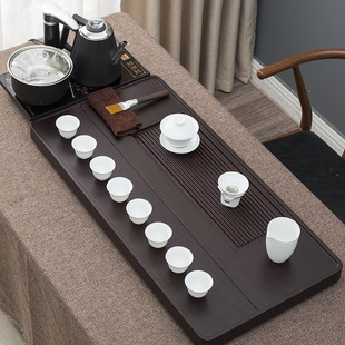 实木茶盘家用整块黑檀，花梨木质茶台简易大小电木排水茶海茶具套装