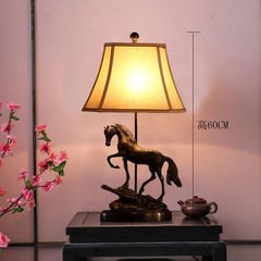 新中式客厅台灯美式复古陶瓷骏马民宿样板间精致卧室床头灯仿古灯