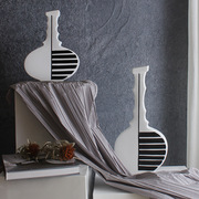 现代简约陶瓷花瓶极简创意几何黑白条纹陶瓷花瓶时尚软装陶瓷摆件