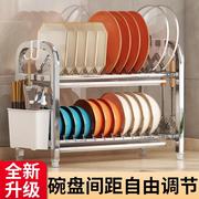 厨房置物架碗碟收纳架家用碗筷碗柜多层放碗盘架子沥水盒不锈钢