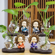 创意家居陶瓷花瓶客厅桌面摆件卡通玻璃花瓶水培绿萝 铜钱草花盆