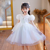 女童艾莎连衣裙夏装洋气灯笼袖儿童高级感礼服白色公主蓬蓬纱裙子
