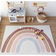 高档ins风韩国宝宝爬行垫儿童玩具地毯法兰绒，彩虹地垫游戏垫