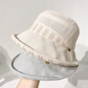 日本和纸渔夫帽子女夏季薄款时尚格纹防晒帽防紫外线遮阳帽太阳帽