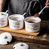 放调料罐子油盐罐陶瓷带盖厨房家用创意，组合套装三件套日式调味罐