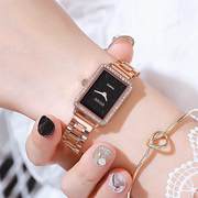 古欧手表女复古小方形防水森女系气质镶钻不锈钢表带欧美女士手表