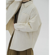 复述米白色棉质提花衬衫棉服女秋冬小众设计感保暖棉衣外套