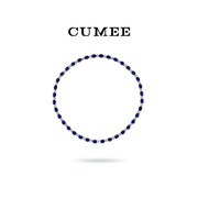 CUMEE 经典简约款聚会工作戴培育合成蓝宝石手链项链.925银镀金