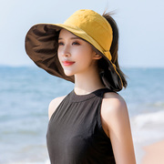 帽子女夏防晒空顶遮阳帽沙滩出游百搭时尚大沿遮脸防紫外线太阳帽