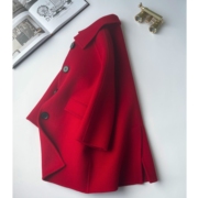 女童双面羊绒大衣儿童韩版中长款红色全羊毛呢子秋冬2022洋气外套