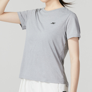 斯凯奇灰色短袖女跑步透气运动服休闲宽松半袖T恤P223W069-002A