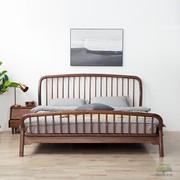 黑胡桃木家具全实木双人床简约现代床卧室家具原木床1.8米1.5大床