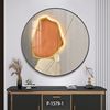现代抽象简约灯光线条圆形挂画铝合金PVE包边薄款水晶客厅装饰画