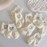 宝宝袜子防滑松口袜0-6个月儿童短袜纯棉秋冬1-3岁春秋婴儿地板袜