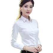 韩范白衬衫女长袖学生韩版修身职业短袖衬衣女工作服正装工装大码