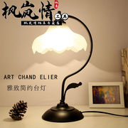 新中式古典台灯欧式复古卧室床头柜台灯美式书房玻璃可调光装饰灯