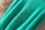 绿色刺绣珍珠小奢华原单单品出口毛衣2021 安哥拉兔毛毛衣