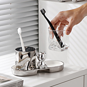高档家用洗漱刷牙杯情侣创意牙杯一对简约玻璃漱口杯套装壁挂牙缸