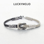 luckymojo青丝到白发，土耳其编织纯银情侣，手链定情信物小众银手绳