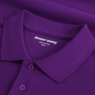 经典基础款紫色夏季t恤短袖，翻领棉质罗纹领软领合体港风简约polo