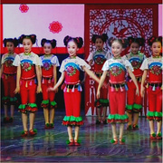 高档中国娃娃舞蹈服儿童喜庆节日演出服学生舞蹈服女剪窗花表