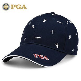 美PGA高尔夫球帽 高尔夫帽男印花有顶帽纯棉棒球帽户外运动防晒帽
