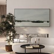 高档现代简约客厅巨幅挂画美式沙发背景墙装饰画森林风景画壁画横
