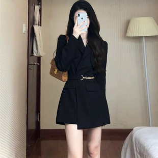 高级设计感黑色西装外套，女气质韩系轻熟温柔风小个子收腰西服上衣