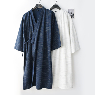 日式系绳和服睡袍男士，春夏季纯棉提花，薄款宽松透气汗蒸家居服睡衣