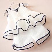 女童夏装背心纯棉蕾丝套装2024洋气宝宝儿童小香风两件套装潮