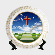 十字架礼物陶瓷盘，圣像将复活节，装饰品圣诞节用品桌摆件