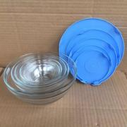 玻璃烹调碗五件套装耐热玻璃保鲜碗带盖饭盒沙拉碗微波圆形玻璃碗