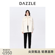 DAZZLE地素奥莱秋衬衫式中长款马海毛混纺毛呢大衣外套上衣女