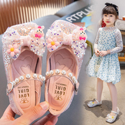 女童鞋公主鞋，2023春季儿童小皮鞋水晶鞋宝宝，单鞋软底春秋鞋子