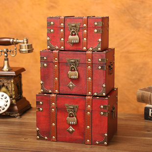 欧式复古盒子木质方形，首饰盒木制箱子，道具收纳储物抖音同款