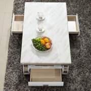 大理石茶几客厅现代简约不锈钢小户型白色烤漆创意茶桌电视柜