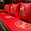 红色沙发垫三人位加厚新中式实木罗汉床垫子五件套红木沙发坐垫套