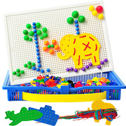 儿童蘑菇钉组合拼插板拼图宝宝益智1-2-3周岁4-5岁6男孩7女孩玩具