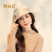 MAO品帽堂 秋冬绵羊毛毡帽女士中老年时尚优雅显气质品牌圆顶礼帽