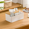 桌面多用升降抽取式纸巾盒家用楠竹插片分隔收纳纸巾盒