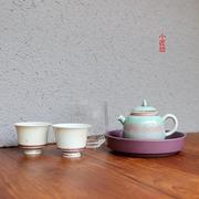 紫翠茶道套餐 家用一壶两杯二人功夫茶具套装陶瓷茶壶小茶盘公杯