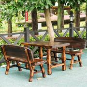 户外碳化防腐木桌椅茶桌实木庭院，阳台餐桌酒吧，休闲桌椅三件套组合